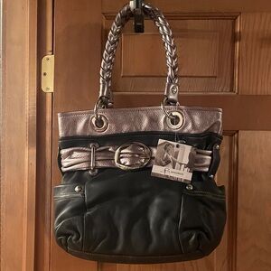 B Makowsky Black and Silver Women's Bag